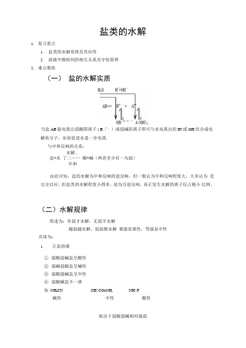 盐类的水解知识点总结