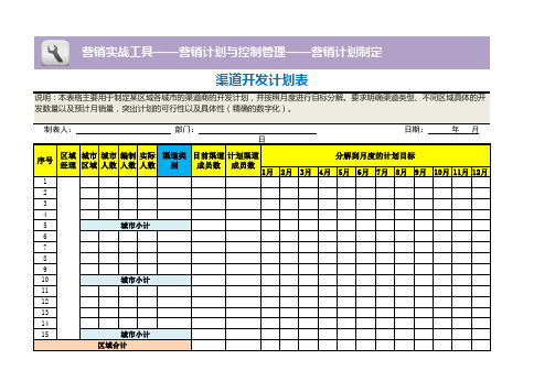 渠道开发计划表(精选)