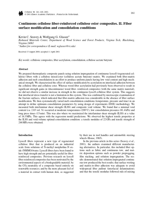 Continuous cellulose fiber-reinforced cellulose ester composites.