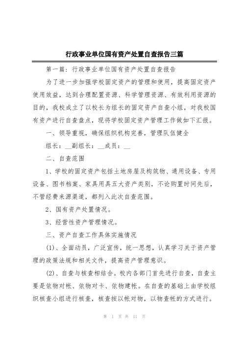 行政事业单位国有资产处置自查报告三篇