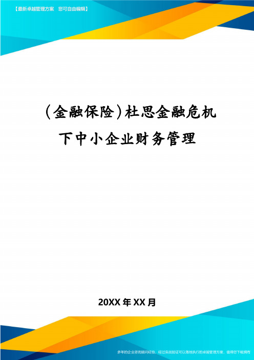 (金融保险)杜思金融危机下中小企业财务管理