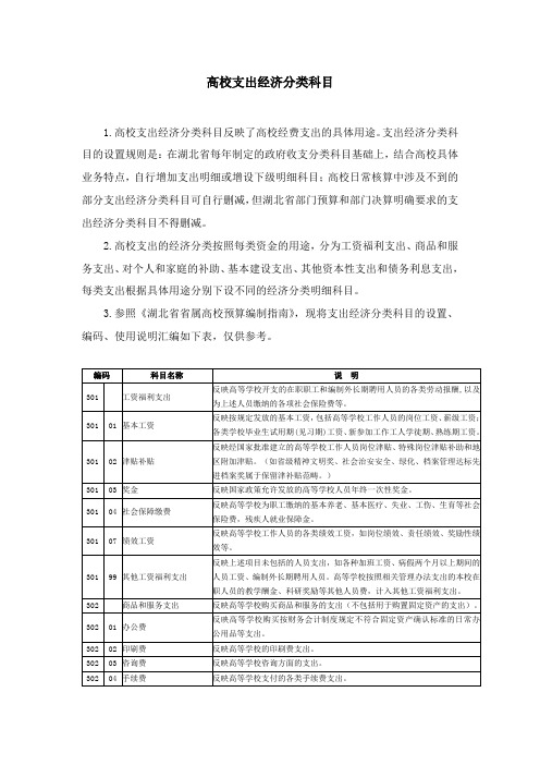 支出经济分类科目设置