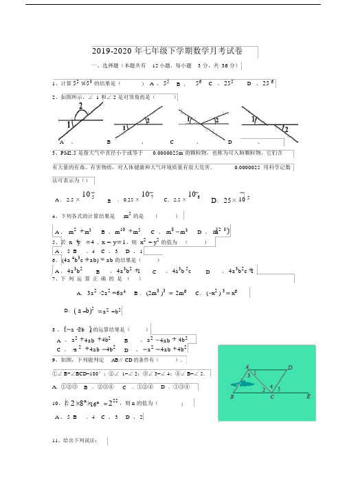 七年级下学期数学月考试卷.doc