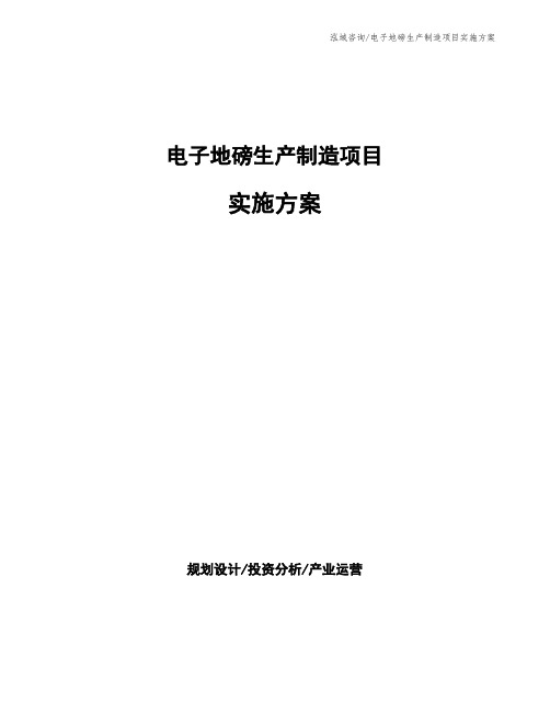 电子地磅生产制造项目实施方案