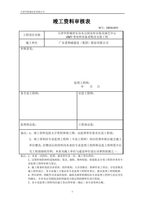 变电站资料移交单