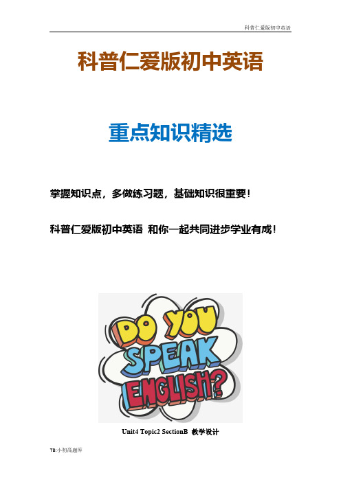 科普仁爱版初中英语九年级上册Unit4 Topic2 SectionB 教学设计