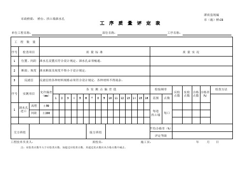 市政桥梁-桥台、挡土墙泄水孔质量评定表