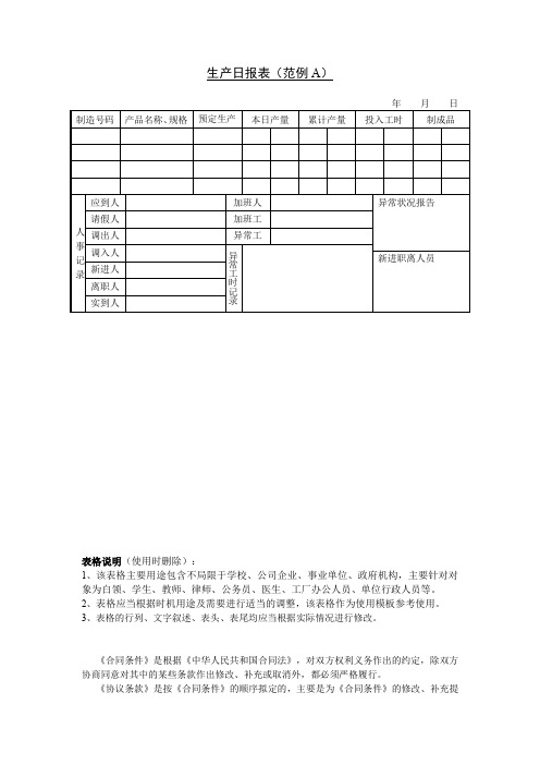 生产日报表(范例A)