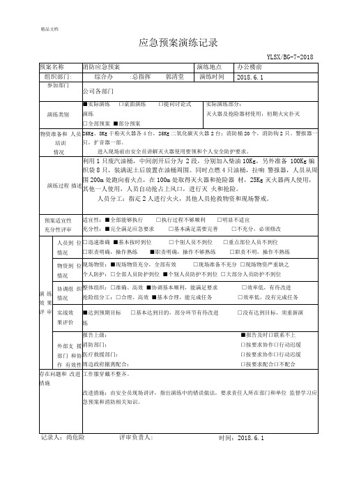 应急预案演练记录表模版