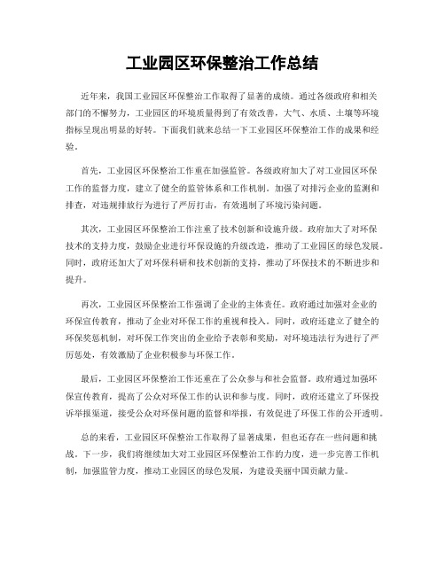 工业园区环保整治工作总结