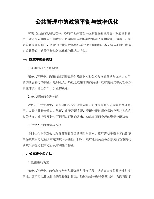 公共管理中的政策平衡与效率优化