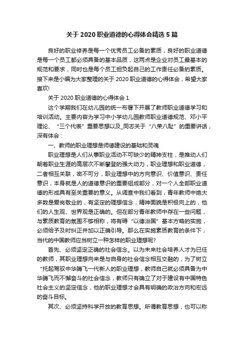 关于2020职业道德的心得体会精选5篇