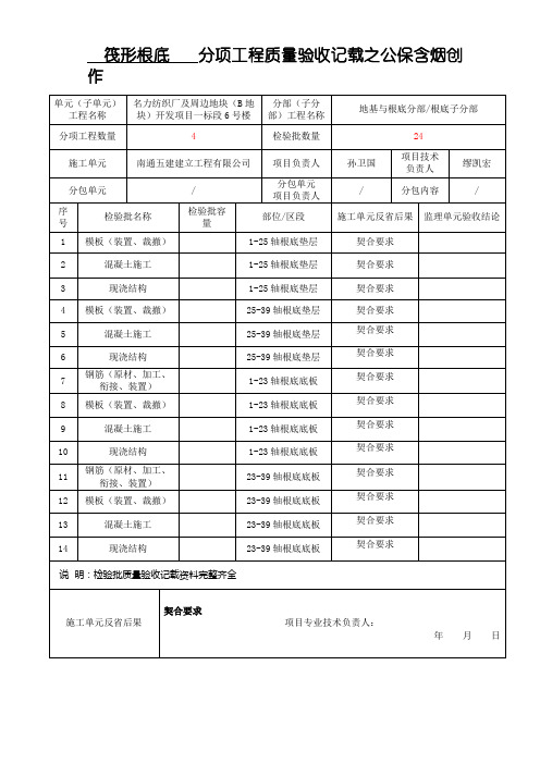分项工程质量验收记录