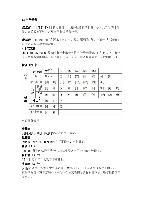 12个单元音