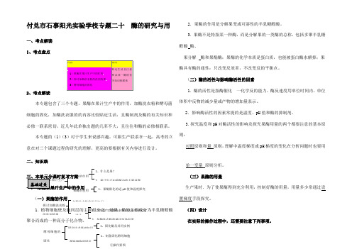 高三生物一轮复习必备精品专题二十   酶的研究与用