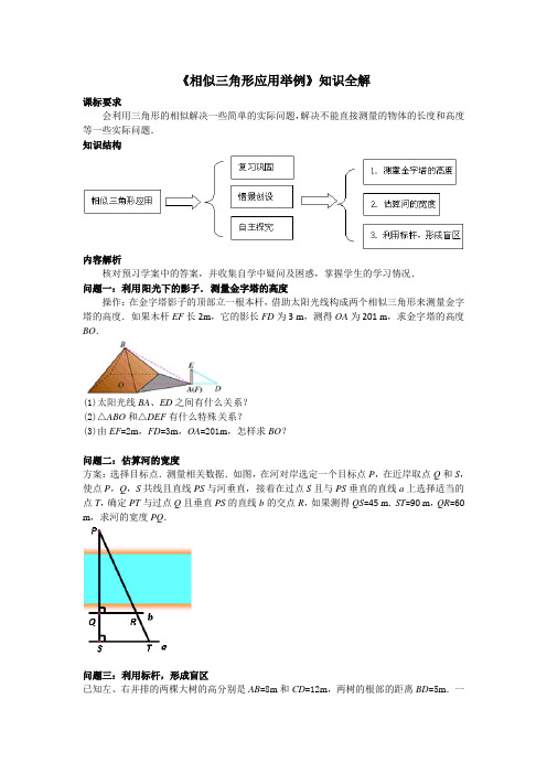 人教版九年级数学下《相似三角形应用举例》知识全解