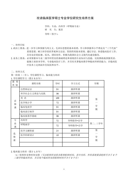 福医大临床型研究生培养计划