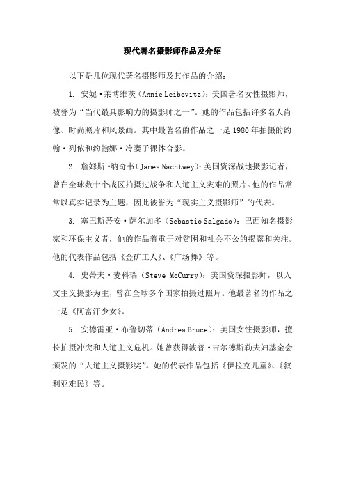 现代著名摄影师作品及介绍