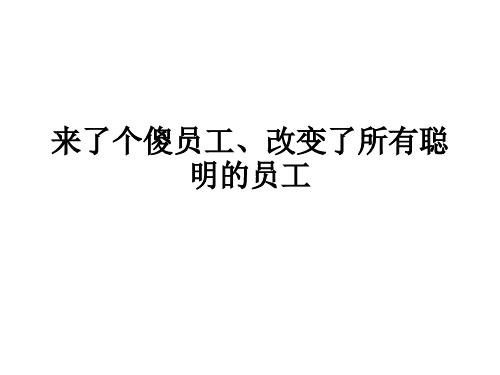 来了个傻员工、改变了所有聪明的员工