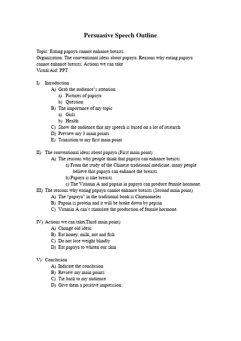 Persuasive Speech Outline