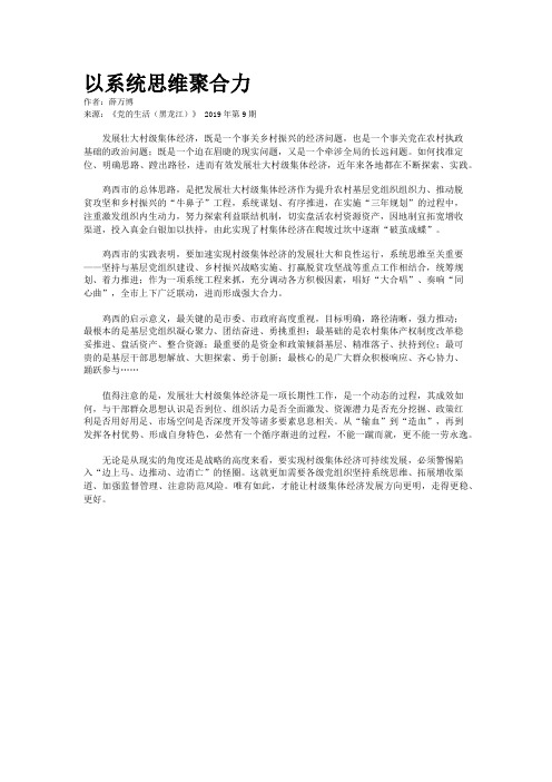 以系统思维聚合力