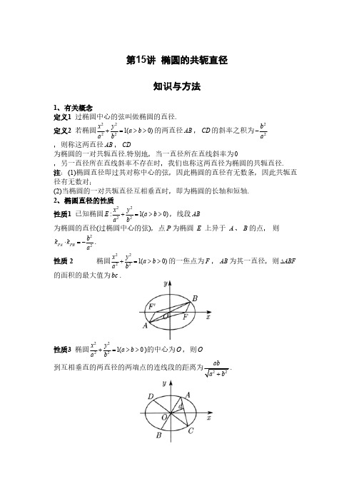 第15讲 椭圆的共轭直径(解析几何)(解析版)》
