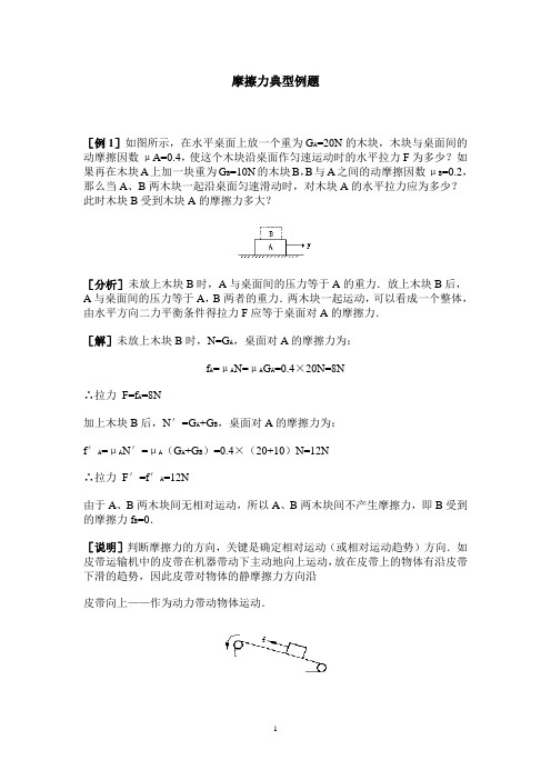 摩擦力典型例题