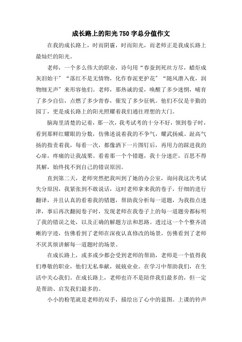 成长路上的阳光750字满分作文