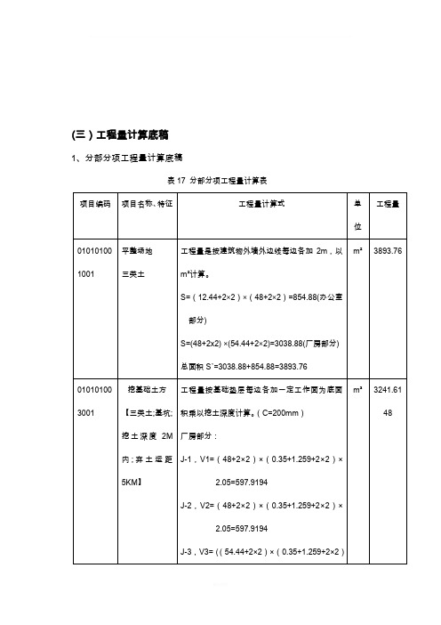 工程量计算底稿