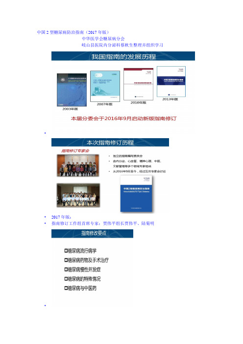 中国2型糖尿病防治指南