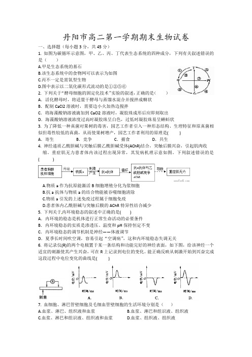 丹阳市高二第一学期期末生物试卷11