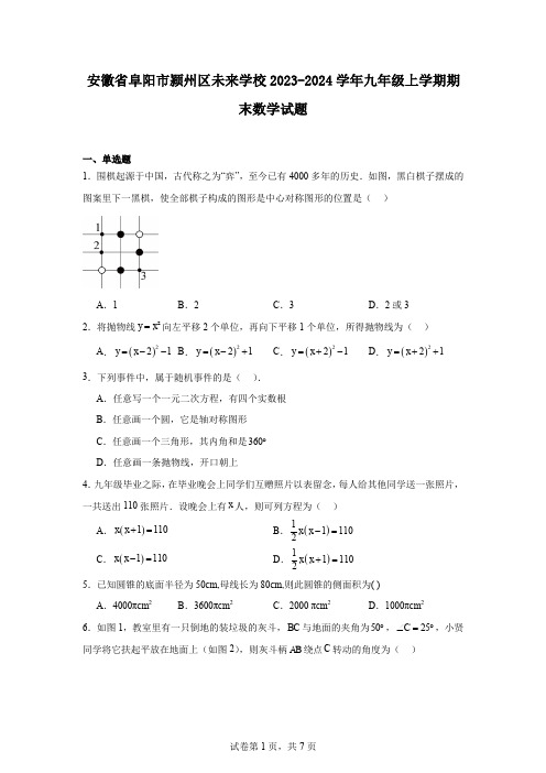 安徽省阜阳市颍州区未来学校2023-2024学年九年级上学期期末数学试题