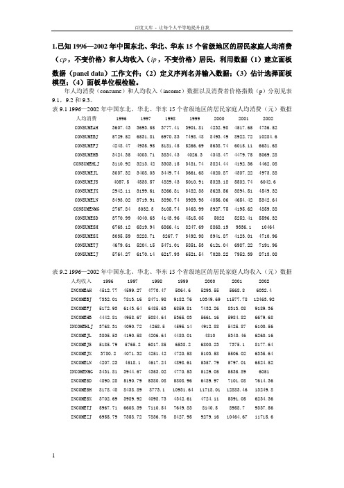 eviews面板数据实例分析(包会)