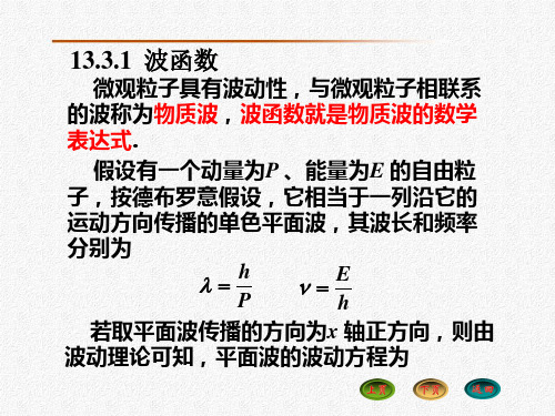 大学物理13.3波函数薛定谔方程