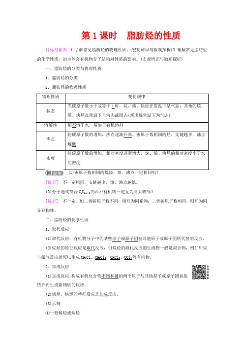 高中化学 专题3 第1单元 第1课时 脂肪烃的性质教案 苏教版选修5-苏教版高二选修5化学教案