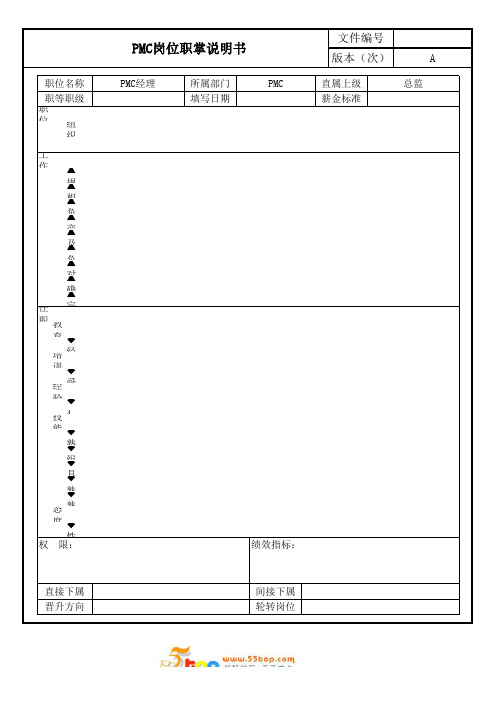 PMC经理岗位职掌说明书