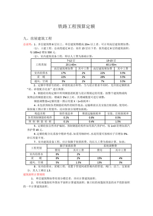 铁路工程预算定额