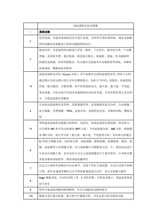 招标规格及技术参数