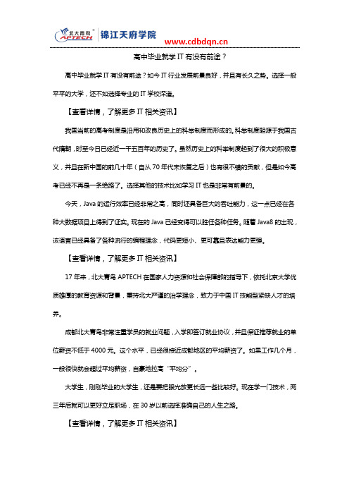 高中毕业就学IT有没有前途?