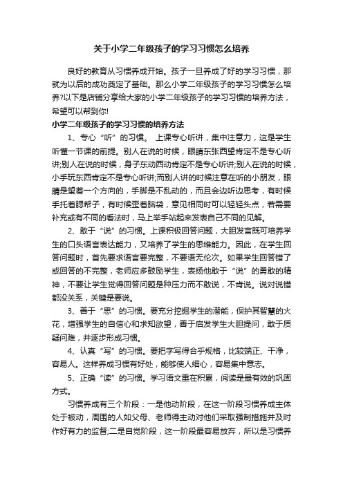 关于小学二年级孩子的学习习惯怎么培养