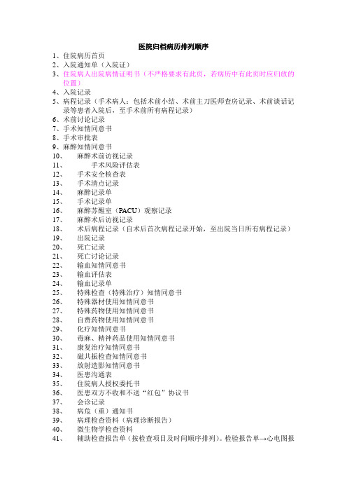 住院运行病历应当按照以下顺序排序