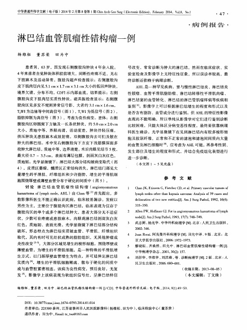 淋巴结血管肌瘤性错构瘤一例