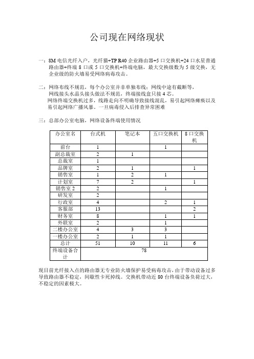 公司现在网络现状及解决方案