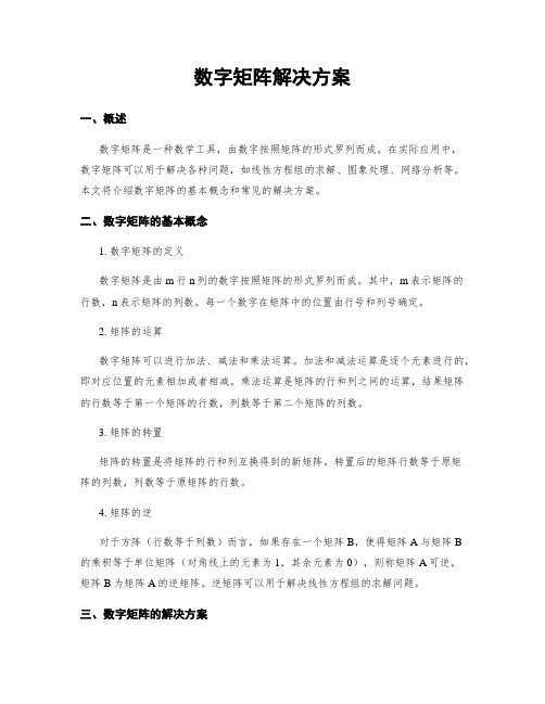 数字矩阵解决方案