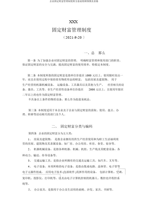 公司固定资产管理制度附全套流程纲要图及表格