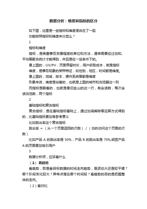 数据分析：维度和指标的区分