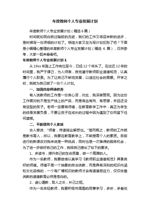 年度教师个人专业发展计划