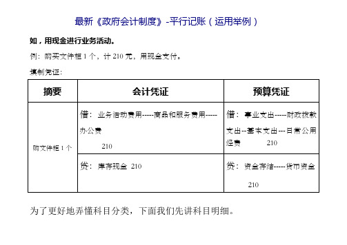 政府会计制度平行记账运用举例