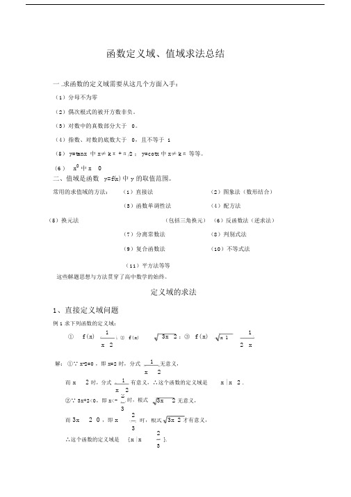 高中数学-函数定义域、值域求法总结.doc