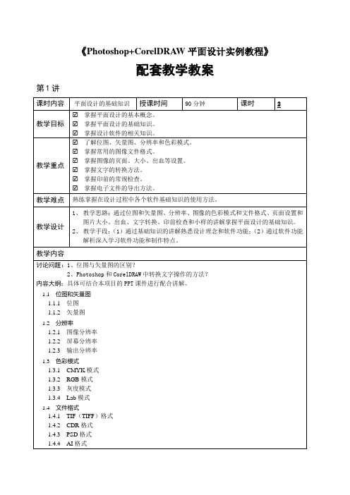 Photoshop+CorelDRAW平面设计实例教程-教学教案